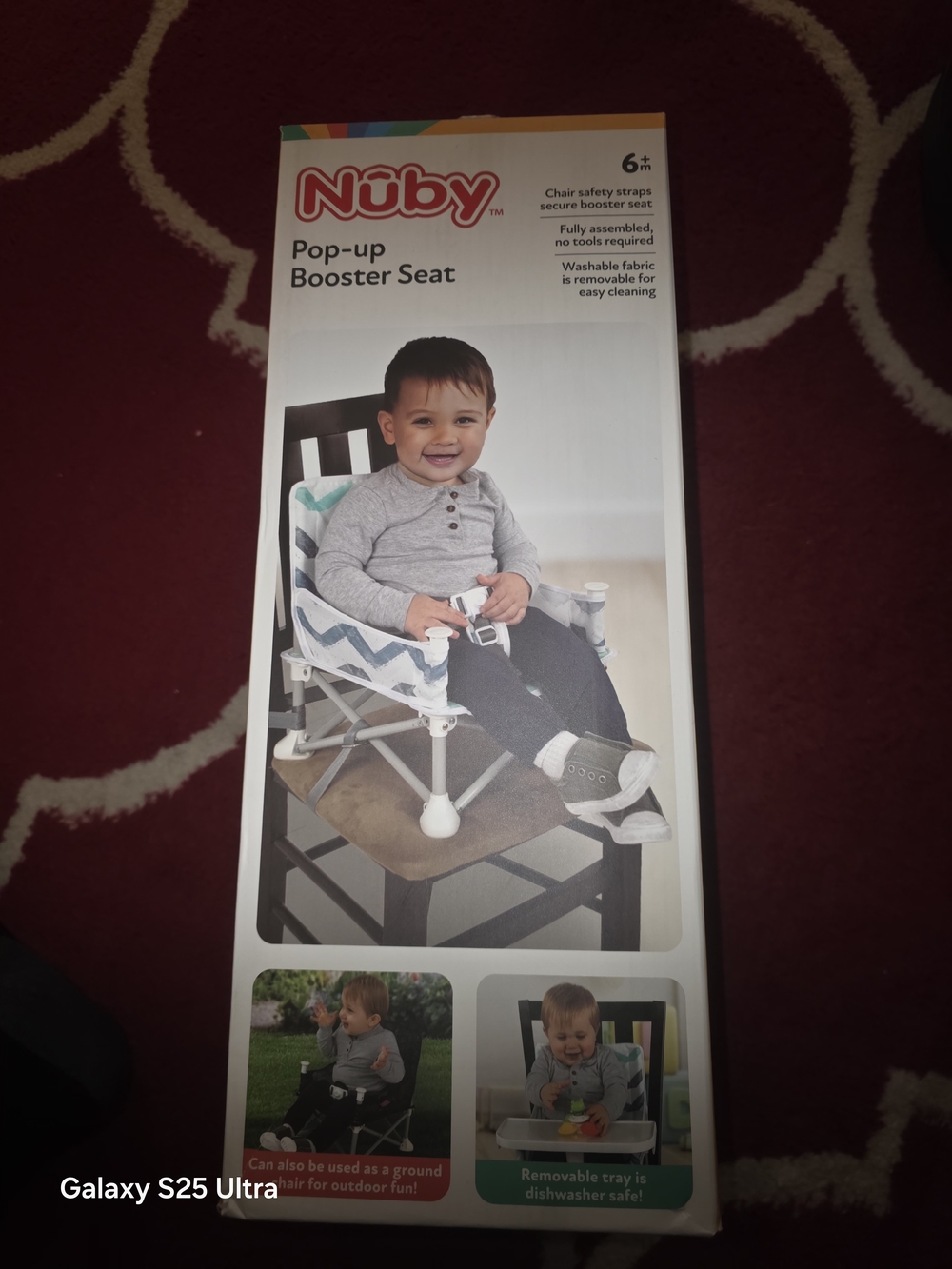 Nuby Pop-up Booster Seat - Blue Chevron